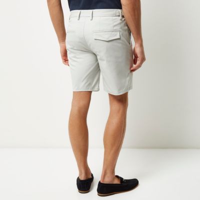 Stone grey slim fit shorts